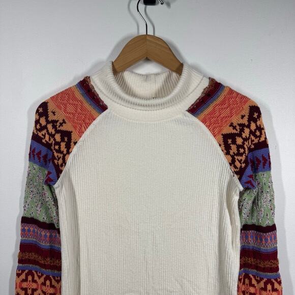Free People Size XS Prism Fair Isle Sweater in Ivory Women’s Knit Long Sleeves - Picture 3 of 7